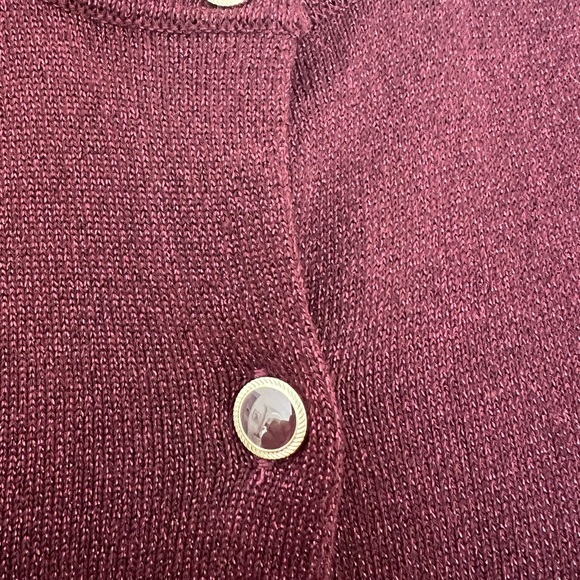 Ann Taylor Burgundy Metallic Cardigan with Jeweled Buttons - Picture 4 of 4